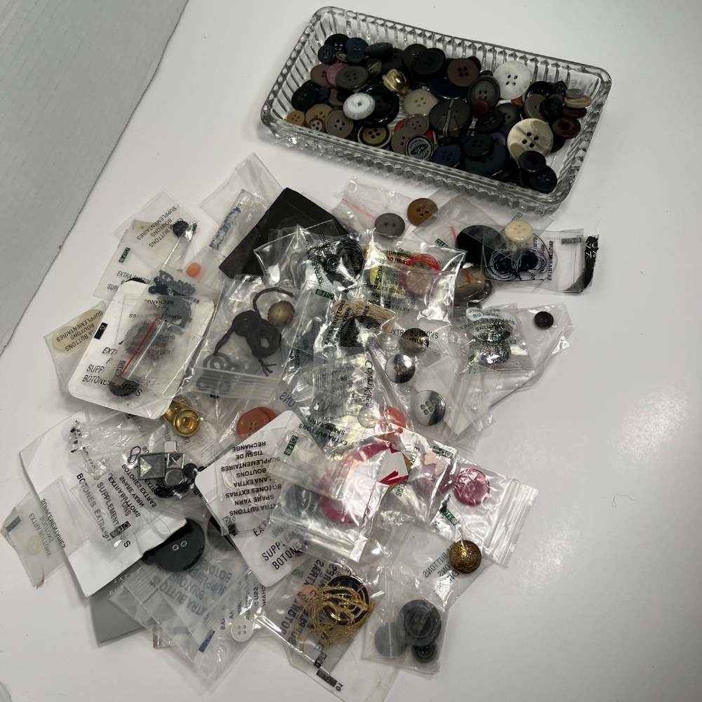 Vintage Button Lot - many saved from 80s 90s 2000s. See pix ~ 1 lb